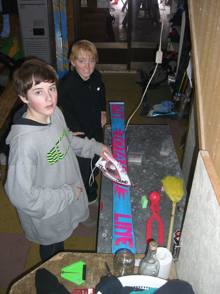 Ryley and Jake Waxing Skis